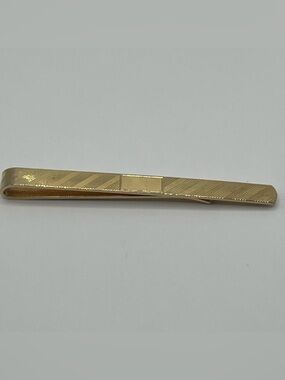 Vintage Krementz USA Tie Bar Clip Yellow Gold Tone 2 3/4"